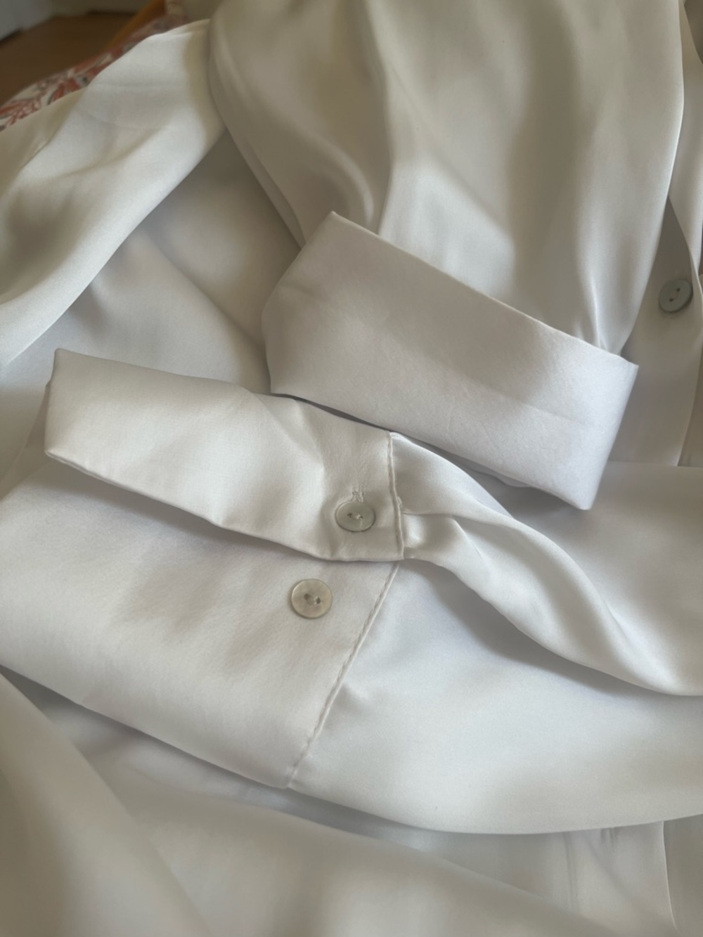 Zara Satin Women’s Button-Up Shirt in Silver-Ivory - Picture 4 of 7